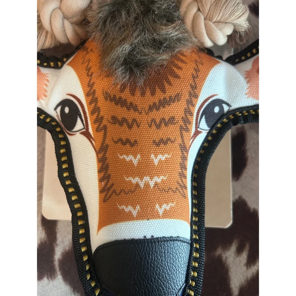 MuttNation Cow Head Rope Dog Toy Medium Brown White Squeaker Western Tug Toy